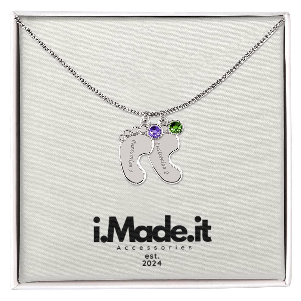 Custom Baby Feet Necklace with Birthstone