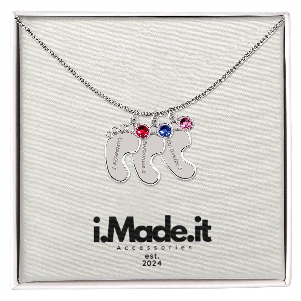 Custom Baby Feet Necklace with Birthstone