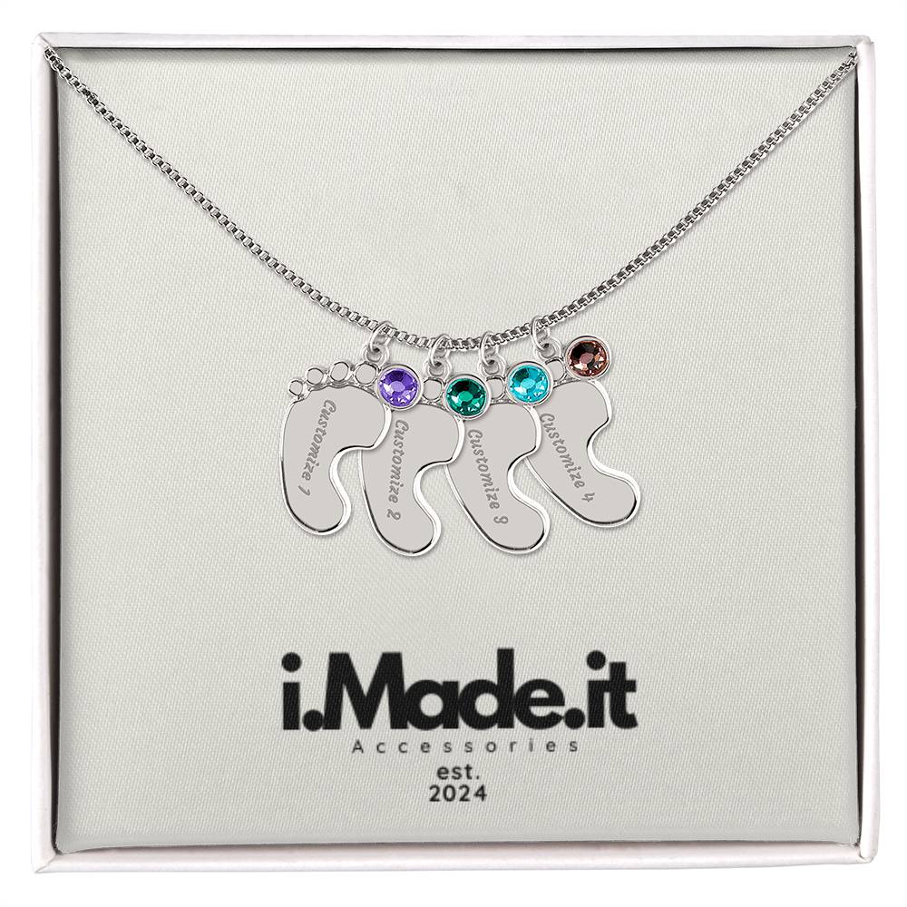 Custom Baby Feet Necklace with Birthstone